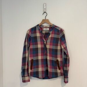 Maison Scotch Scotch and Soda Plaid Tunic Top Leather Trim Size 1 Small